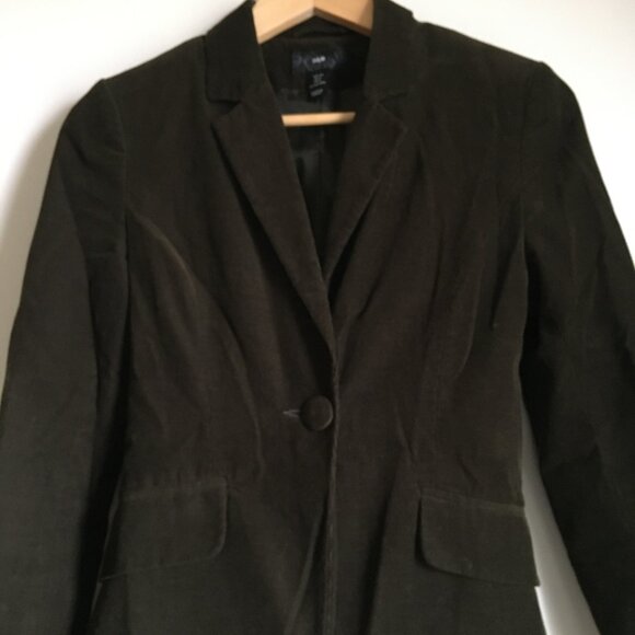 Vintage Y2K Olive Brown Cotton Corduroy Single Button Blazer - Picture 3 of 16